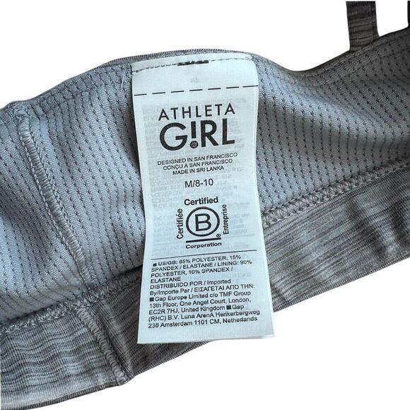 NWT! Athleta Girl Gray Upbeat Sports Bra Size Medium 8-10 - Picture 4 of 4